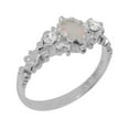 thumbnail image 1 of LBG British Made 14k White Gold Natural Opal & Cubic Zirconia Womens Anniversary Ring - 33 size options - Size 9, 1 of 9
