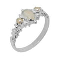 thumbnail image 1 of LBG British Made 14k White Gold Natural Opal & Cultured Pearl Womens Anniversary Ring - 33 size options - Size 6.5, 1 of 9