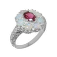 thumbnail image 1 of LBG British Made 14k White Gold Natural Pink Tourmaline & Opal Womens Statement Ring - 33 size options - Size 11.5, 1 of 8