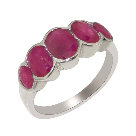 LBG British Made 14k White Gold Natural Ruby Womens Engagement Ring - 33 size options - Size 7