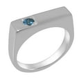 thumbnail image 1 of LBG British Made 14k White Gold Real Genuine Blue Topaz Mens Band Ring - 33 size options - Size 5.75, 1 of 6