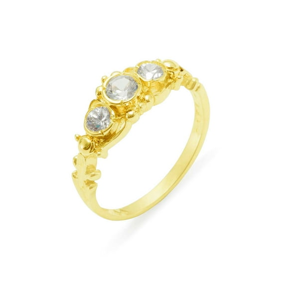 LBG British Made 14k Yellow Gold Cubic Zirconia Womens Anniversary Ring - 33 size options - Size 10