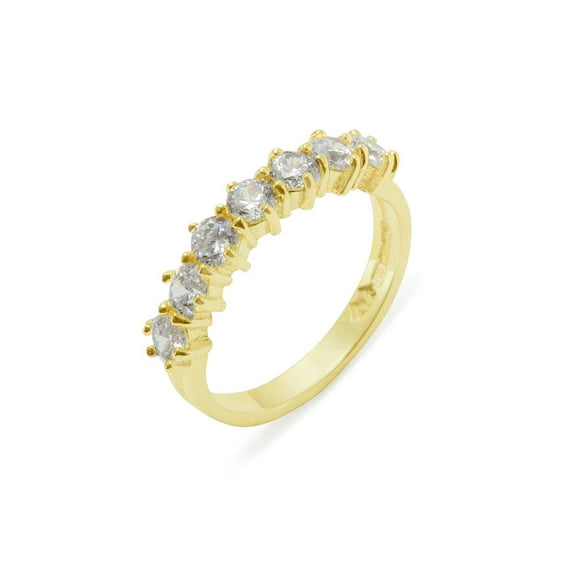 LBG British Made 14k Yellow Gold Cubic Zirconia Womens Eternity Ring - 33 size options - Size 10