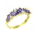 thumbnail image 1 of LBG British Made 14k Yellow Gold Natural Amethyst & Opal Womens Eternity Ring - 33 size options, 1 of 5