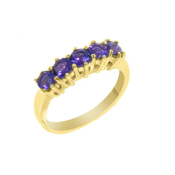 LBG British Made 14k Yellow Gold Natural Amethyst Womens Eternity Ring - 33 size options - Size 9