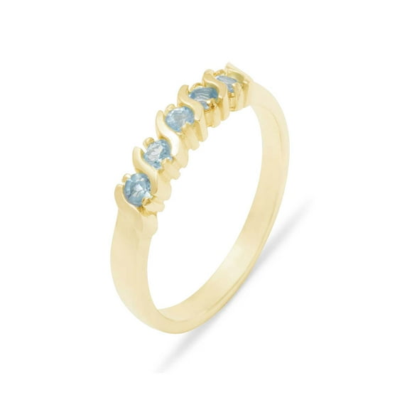 LBG British Made 14k Yellow Gold Natural Blue Topaz Womens Eternity Ring - 33 size options - Sizes 4 to 12 Available