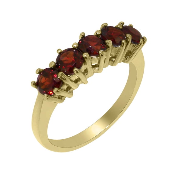 LBG British Made 14k Yellow Gold Natural Garnet January Birthstone Womens Eternity Ring - 33 size options - Size 8