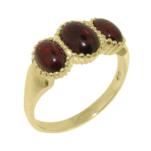 LBG British Made 14k Yellow Gold Natural Garnet Womens Anniversary Ring - 33 size options - Size 12