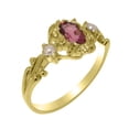 thumbnail image 1 of LBG British Made 14k Yellow Gold Natural Pink Tourmaline & Cultured Pearl Womens Anniversary Ring - 33 size options - Size 9, 1 of 8