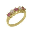 thumbnail image 1 of LBG British Made 14k Yellow Gold Natural Pink Tourmaline & Cultured Pearl Womens Eternity Ring - 33 size options - Size 7.5, 1 of 8