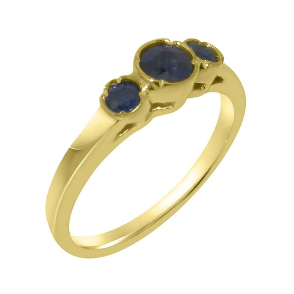 LBG British Made 14k Yellow Gold Natural Sapphire Womens Anniversary Ring - 33 size options - Size 10