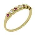 thumbnail image 1 of LBG British Made 14k Yellow Gold Real Genuine Diamond & Ruby Womens Eternity Ring - 33 size options - Size 5.75, 1 of 9
