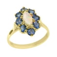 thumbnail image 1 of LBG British Made 14k Yellow Gold Real Genuine Opal & Sapphire Womens Statement Ring - 33 size options - Size 5.75, 1 of 7