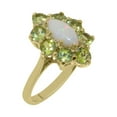 thumbnail image 1 of LBG British Made 14k Yellow Gold Real Natural Opal & Peridot Womens Engagement Ring - 33 size options - Size 8, 1 of 6