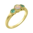 thumbnail image 1 of LBG British Made 14k Yellow Gold Ring with Natural Opal & Emerald Womens Engagement Ring - 33 size options - Size 7.25, 1 of 7
