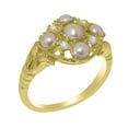 thumbnail image 1 of LBG British Made 14k Yellow Gold ring with Cultured Pearl & Diamond Womens Statement Ring - 33 size options - Size 11, 1 of 6