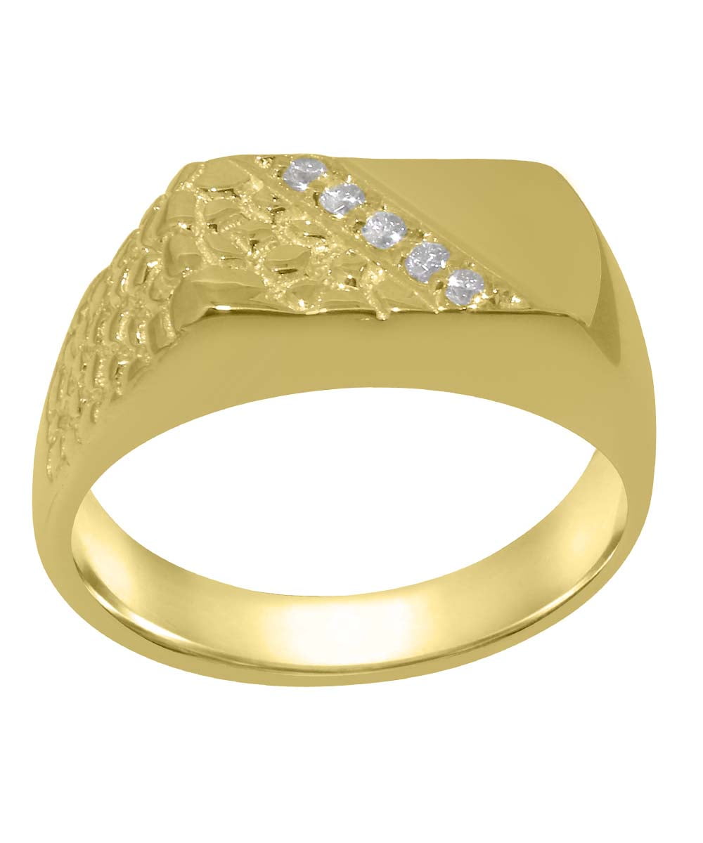 Art Deco Men's 14K Two-Tone Etched Gold & Diamond Cocktail / Anniversary  Ring - A&V Pawn