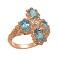 thumbnail image 1 of LBG British Made 18k Rose Gold Cubic Zirconia & Blue Topaz Womens Statement Ring - 33 size options - Size 10, 1 of 6