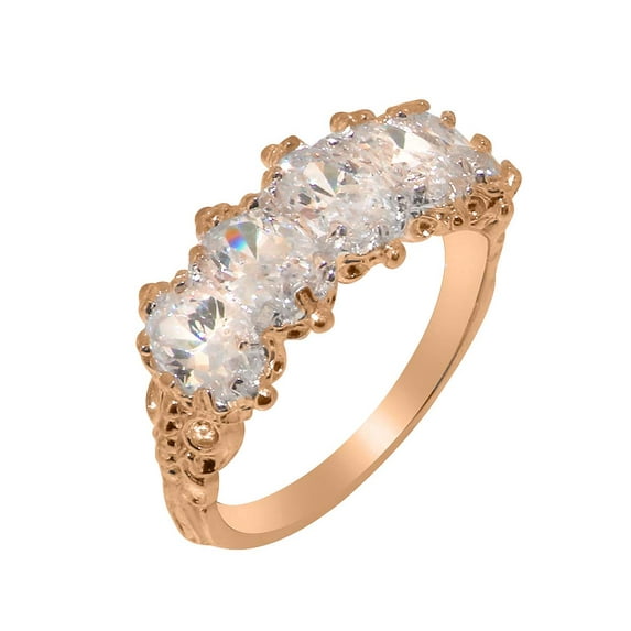 LBG British Made 18k Rose Gold Cubic Zirconia Womens Eternity Ring - 33 size options - Size 4.25