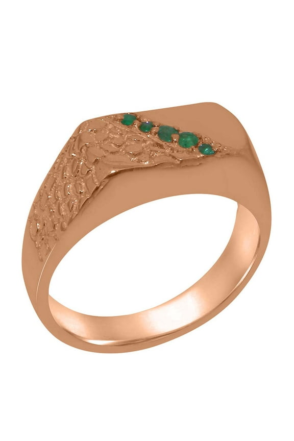 LBG British Made 18k Rose Gold Emerald ring Mens band Ring - 33 size options - Size 11.75