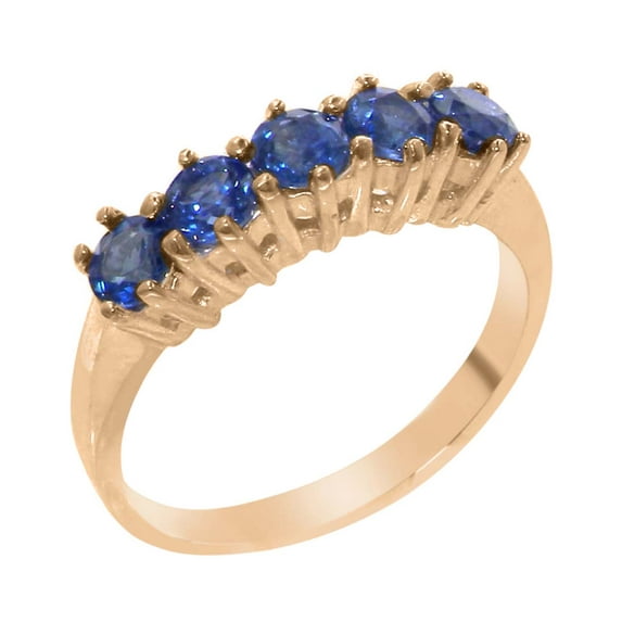 LBG British Made 18k Rose Gold Genuine Sapphire Womens Eternity Ring - 33 size options - Size 6.25
