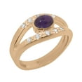 thumbnail image 1 of LBG British Made 18k Rose Gold Natural Amethyst & Cubic Zirconia Womens Band Ring - 33 size options - Size 9.5, 1 of 7