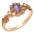 thumbnail image 1 of LBG British Made 18k Rose Gold Natural Amethyst & Diamond Womens Statement Ring - 33 size options - Size 6.75, 1 of 8