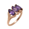thumbnail image 1 of LBG British Made 18k Rose Gold Natural Amethyst Womens Promise Ring - 33 size options - Size 4.25, 1 of 5