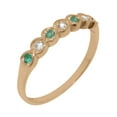 thumbnail image 1 of LBG British Made 18k Rose Gold Natural Diamond & Emerald Womens Eternity Ring - 33 size options - Size 8.75, 1 of 9