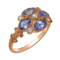 thumbnail image 1 of LBG British Made 18k Rose Gold Natural Diamond & Tanzanite Womens Anniversary Ring - 33 size options - Size 6.75, 1 of 6