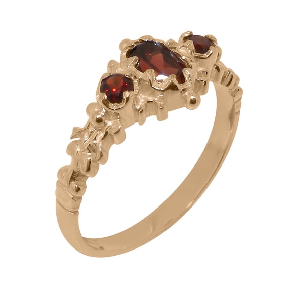 LBG British Made 18k Rose Gold Natural Garnet Womens Anniversary Ring - 33 size options - Size 10
