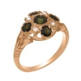 thumbnail image 1 of LBG British Made 18k Rose Gold Natural Green Tourmaline & Cubic Zirconia Womens Promise Ring - 33 size options - Size 7.75, 1 of 6