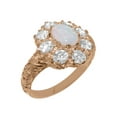 thumbnail image 1 of LBG British Made 18k Rose Gold Natural Opal & Cubic Zirconia Womens Promise Ring - 33 size options - Size 9.5, 1 of 8