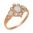 thumbnail image 1 of LBG British Made 18k Rose Gold Natural Opal & Diamond Womens Anniversary Ring - 33 size options - Size 5, 1 of 5