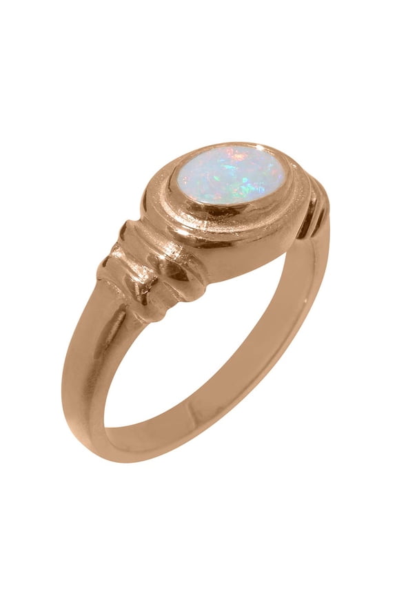 LBG British Made 18k Rose Gold Natural Opal Unisex Engagement Ring - 33 size options - Size 10.75