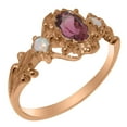 thumbnail image 1 of LBG British Made 18k Rose Gold Natural Pink Tourmaline & Opal Womens Anniversary Ring - 33 size options - Size 5, 1 of 8