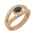 thumbnail image 1 of LBG British Made 18k Rose Gold Natural Sapphire & Cubic Zirconia Womens Band Ring - 33 size options - Size 7.75, 1 of 7