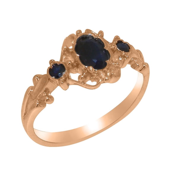 LBG British Made 18k Rose Gold Natural Sapphire Womens Statement Ring - 33 size options - Size 5.5