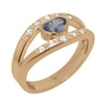 thumbnail image 1 of LBG British Made 18k Rose Gold Natural Tanzanite & Cubic Zirconia Womens Band Ring - 33 size options - Size 5, 1 of 7