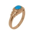 thumbnail image 1 of LBG British Made 18k Rose Gold Natural Turquoise Unisex Engagement Ring - 33 size options - Size 7, 1 of 6