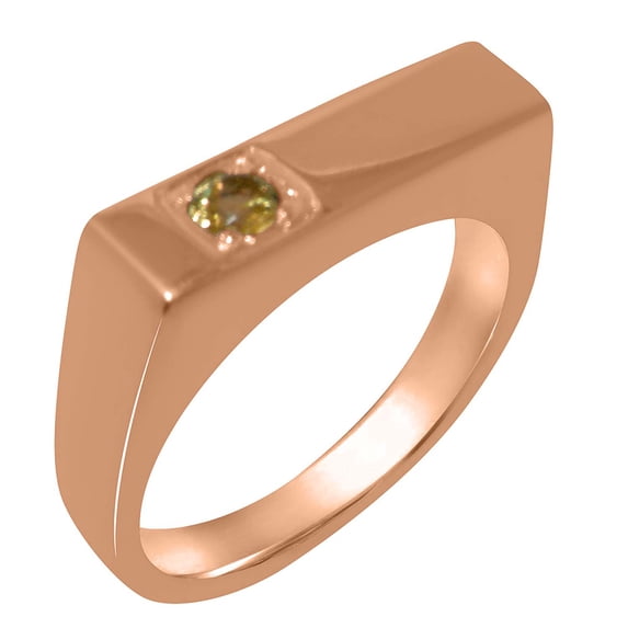 LBG British Made 18k Rose Gold Real Genuine Peridot Mens Band Ring - 33 size options - Size 8.25