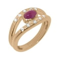 thumbnail image 1 of LBG British Made 18k Rose Gold Real Genuine Ruby & Diamond Womens Band Ring - 33 size options - Size 5.75, 1 of 1