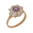 thumbnail image 1 of LBG British Made 18k Rose Gold Real Natural Amethyst & Opal Womens Engagement Ring - 33 size options - Size 8, 1 of 6