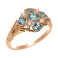 thumbnail image 1 of LBG British Made 18k Rose Gold Real Natural Blue Topaz & Cubic Zirconia Womens Engagement Ring - 33 size options - Size 8, 1 of 6