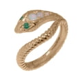 thumbnail image 1 of LBG British Made 18k Rose Gold Ring with Natural Opal & Emerald Womens Band Ring - 33 size options - Size 7.25, 1 of 6