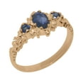thumbnail image 1 of LBG British Made 18k Rose Gold Ring with Natural Sapphire Womens Engagement Ring - 33 size options - Size 7.25, 1 of 9