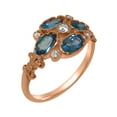 thumbnail image 1 of LBG British Made 18k Rose Gold Synthetic Cubic Zirconia & Real Natural London Blue Topaz Womens Engagement Ring - 33 size options - Size 8, 1 of 6