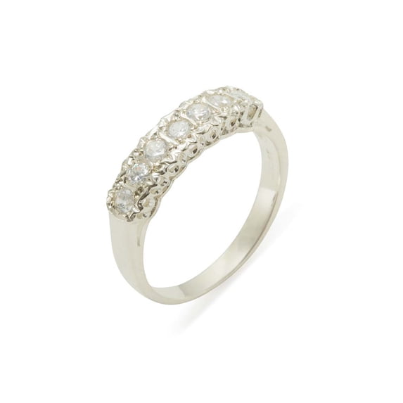 LBG British Made 18k White Gold Cubic Zirconia Womens Eternity Ring - 33 size options - Size 7