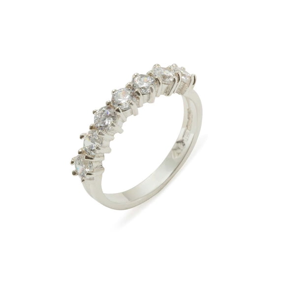 LBG British Made 18k White Gold Cubic Zirconia Womens Eternity Ring - 33 size options - Size 8.25