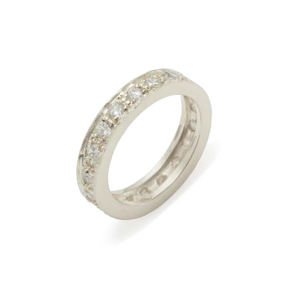 LBG British Made 18k White Gold Cubic Zirconia Womens Eternity Ring - 33 size options - Size 8.75